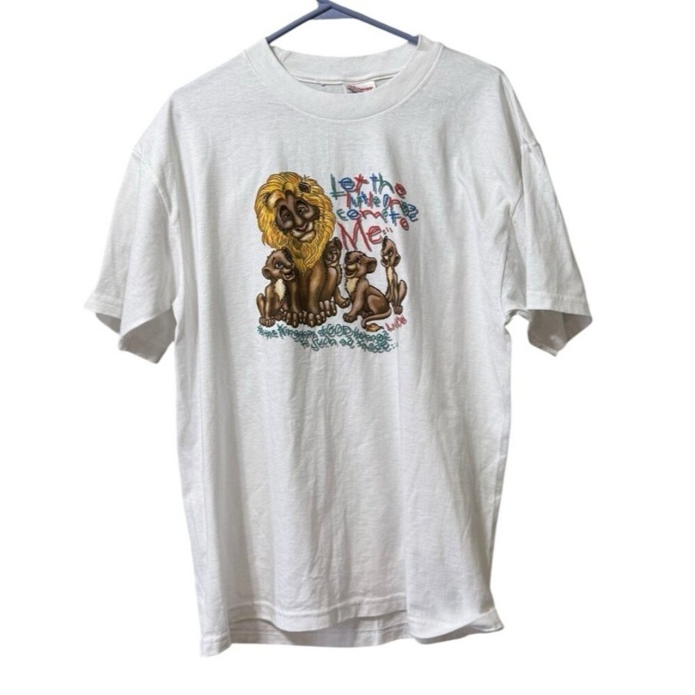 Vintage 90's Religous T‎ Let Tge Little Ones Come To Me Bible quote T shirt 90's